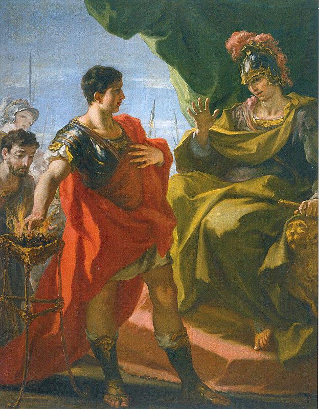 PELLEGRINI, Giovanni Antonio Mucius Scevola before Porsenna France oil painting art